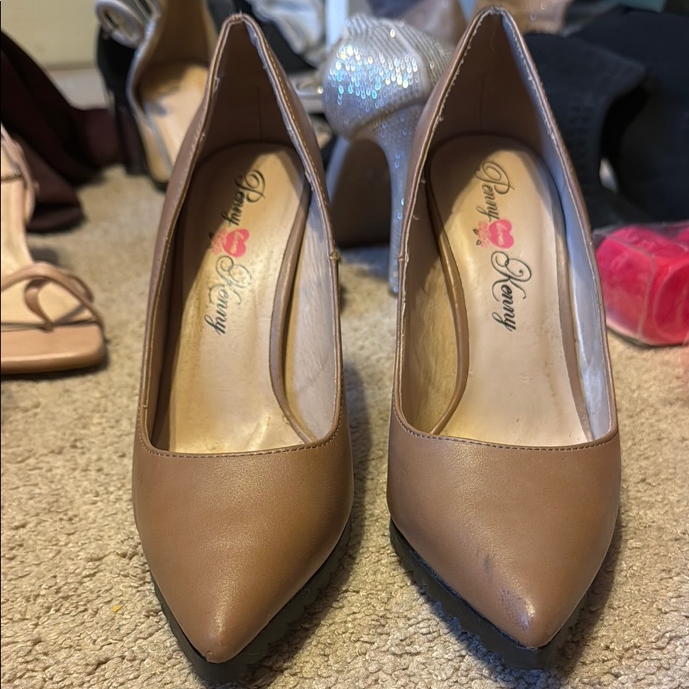 Penny Loves Kenny Tan Heels Classic Pointed-Toe Pumps